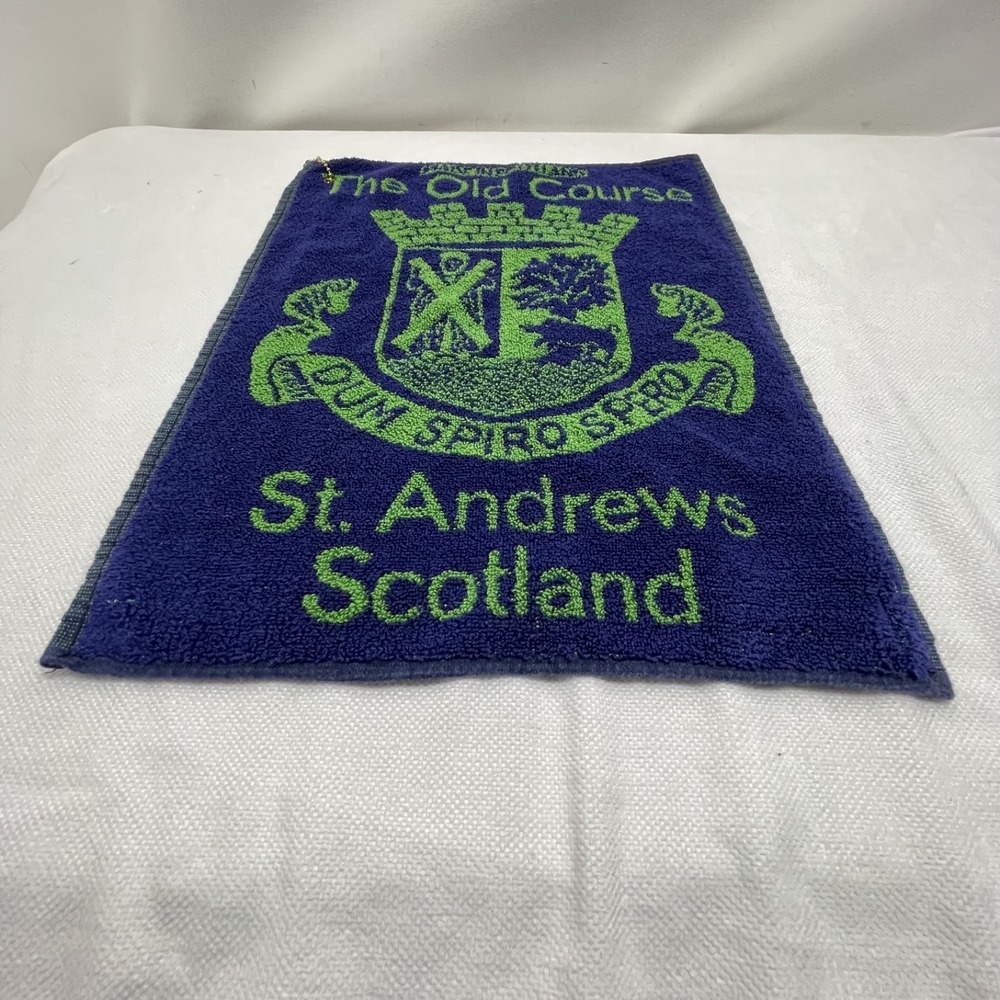 The Old Course St. Andrews Scotland Golf Club Towel Bag Blue Green Vintage - Picture 3 of 9